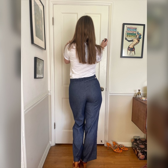 60s Vintage Denim Kick Flares with Star Heart Patched Pockets - Picture 3 of 12